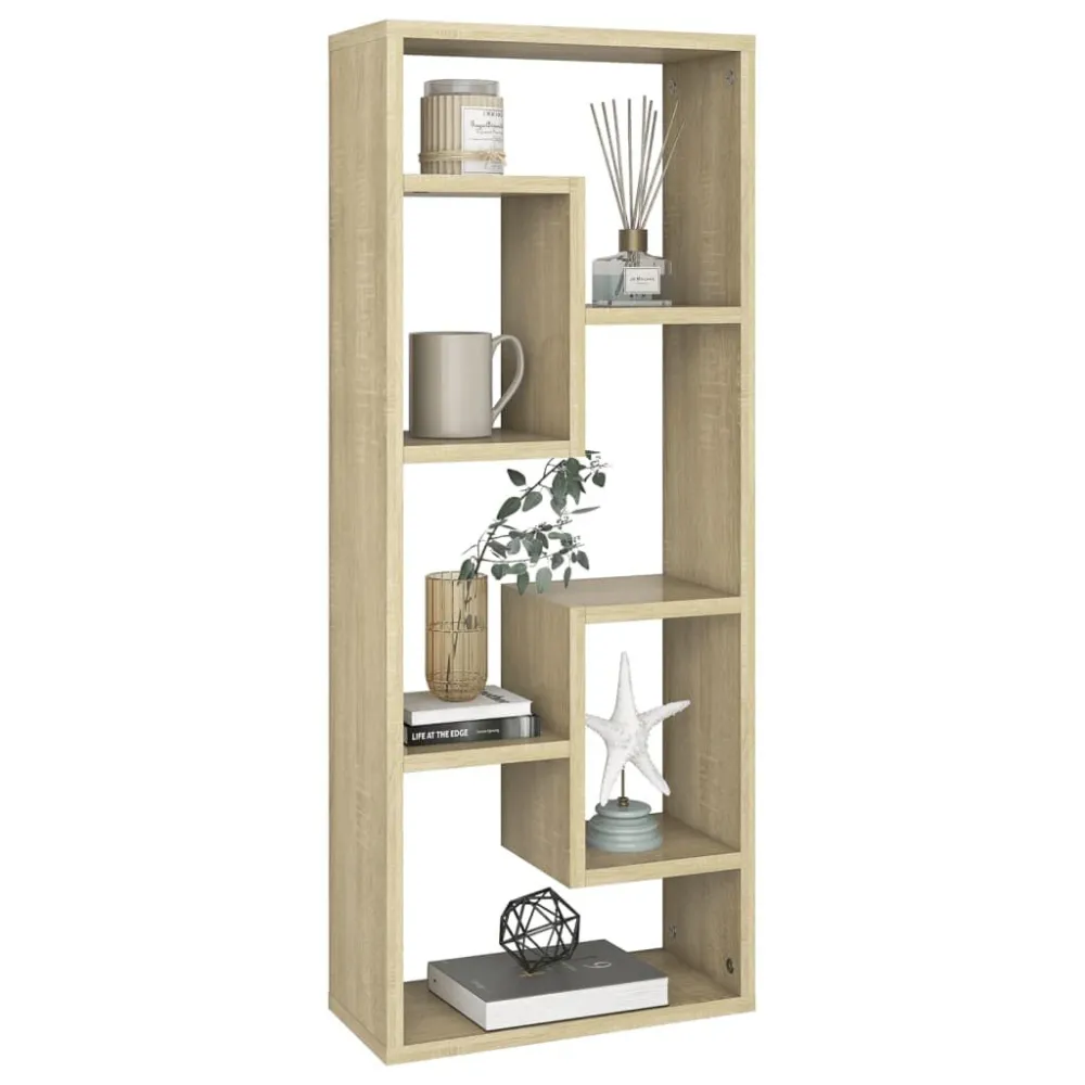 Wandschap 36x16x90 cm bewerkt hout sonoma eikenkleurig