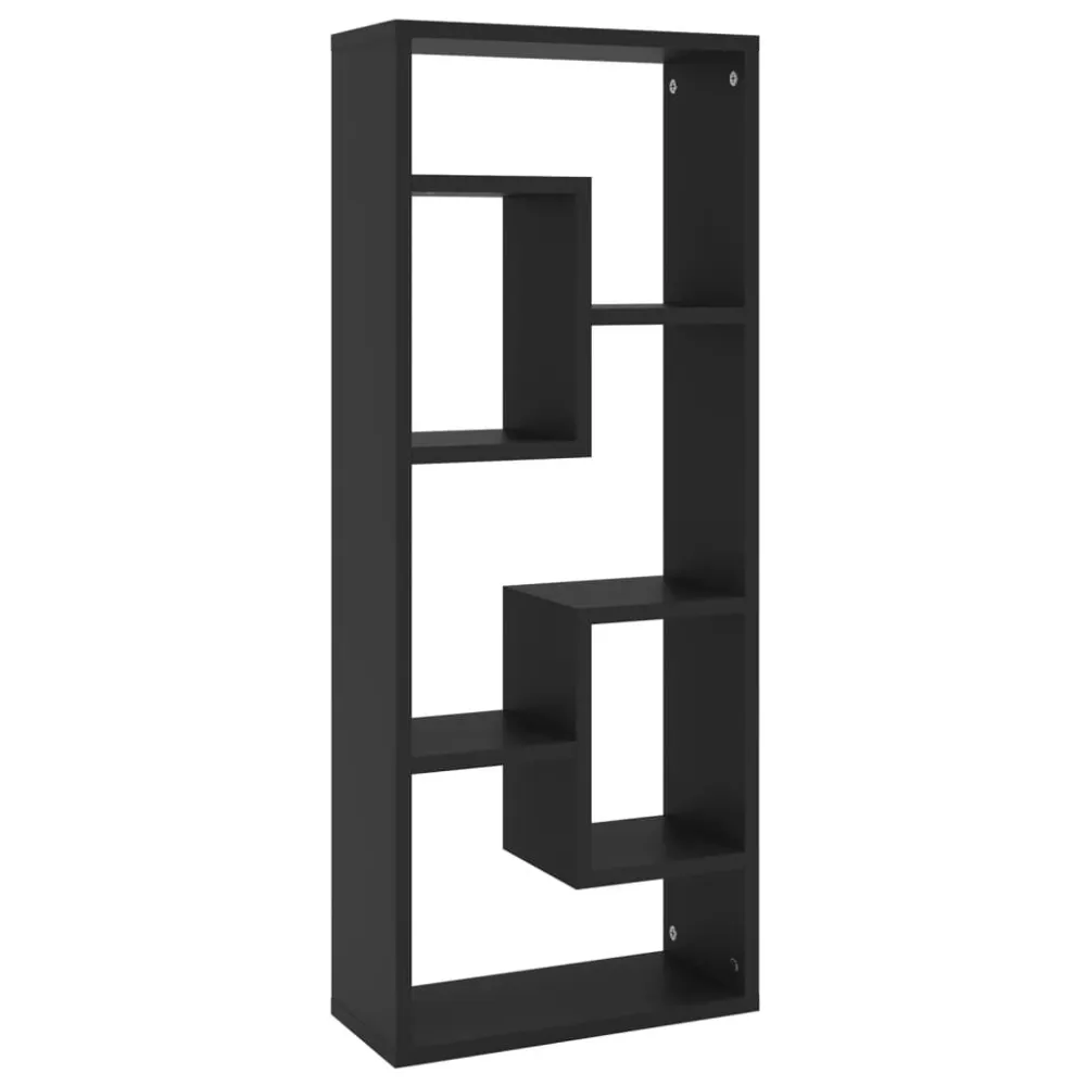 Wandschap 36x16x90 cm bewerkt hout zwart voor hout op metaal