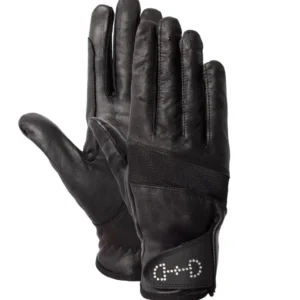 Women's Leather Netstof Riding Gloves Black 6
