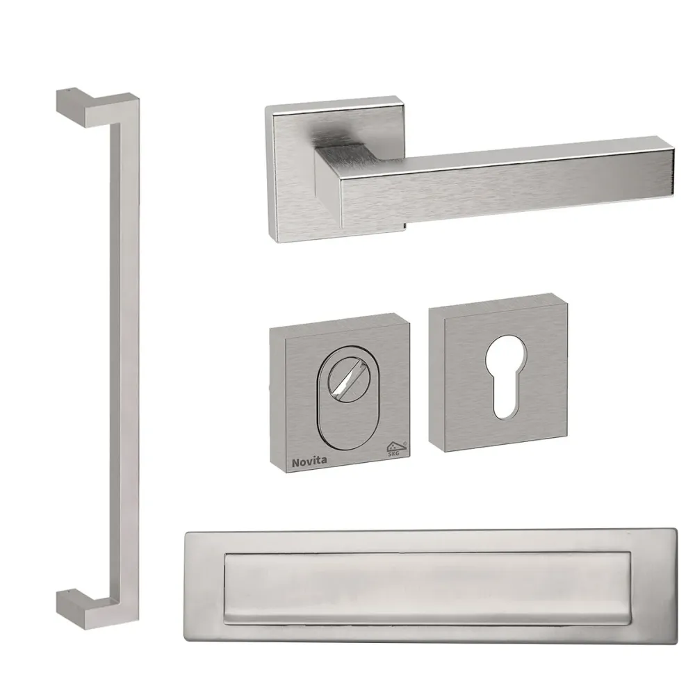 Zeskantbout Shuffle Voordeurset vierkant met Denver S 600 & briefplaat inox