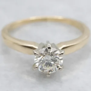Zeskantbout Vintage GIA Gegarandeerd Diamond Six-Prong Solitaire Engagement Ring