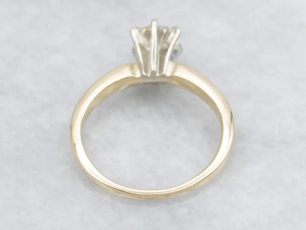 Zeskantbout Vintage GIA Gegarandeerd Diamond Six-Prong Solitaire Engagement Ring
