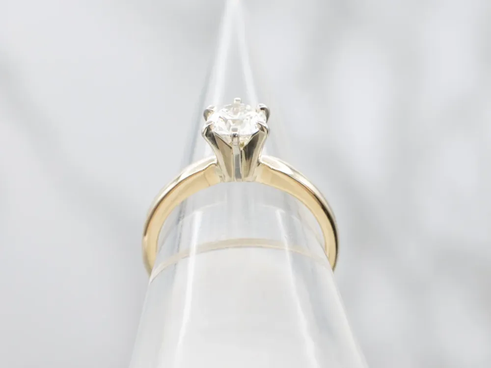 Zeskantbout Vintage GIA Gegarandeerd Diamond Six-Prong Solitaire Engagement Ring