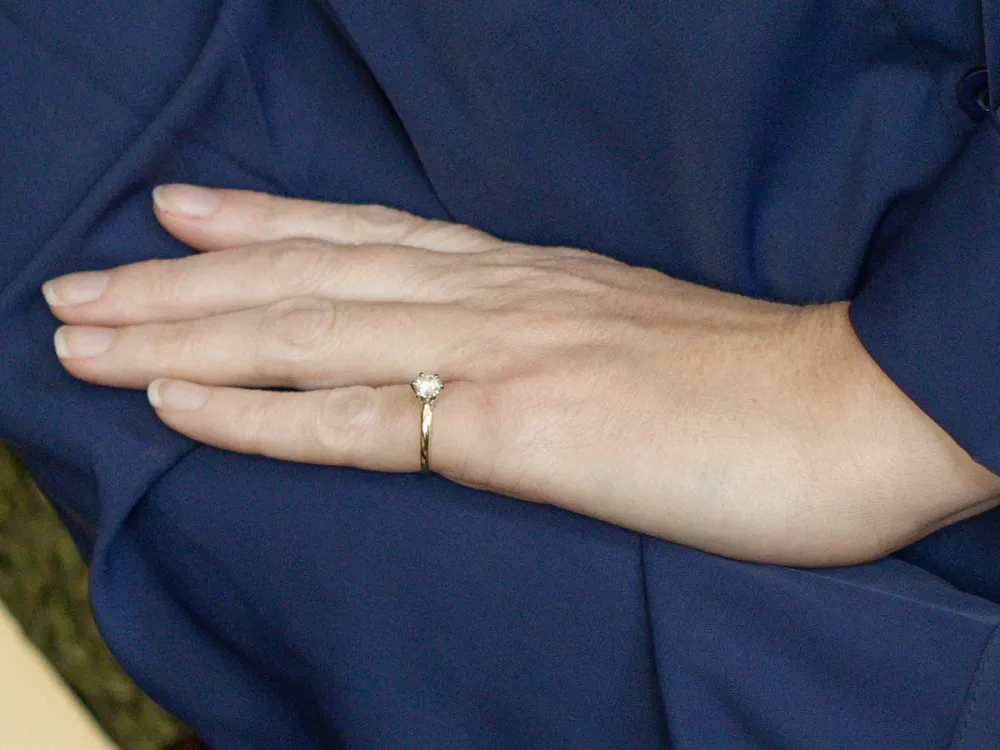 Zeskantbout Vintage GIA Gegarandeerd Diamond Six-Prong Solitaire Engagement Ring
