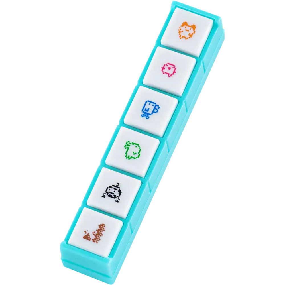 Hobonichi x Kodomo no Kao 6 Push-Button Stamp - Pochitto (Tamagotchi) Set van 15 maten