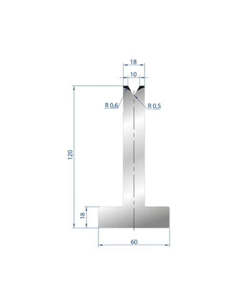 Part No. 3061 @ 415mm 60 Degree T Shape Die