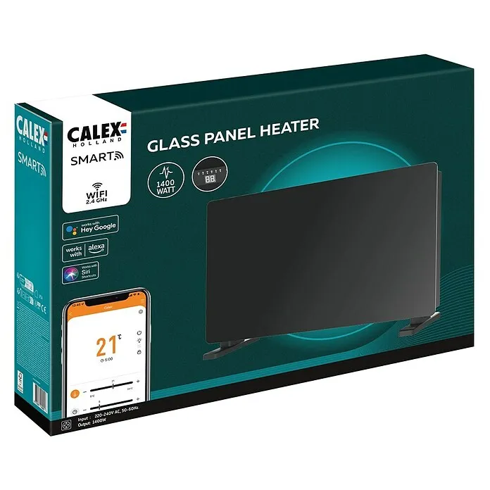 Calex Convector Panel Heater - 1.400 W, 64,5 x 6,6 x 43 cm, Zwart