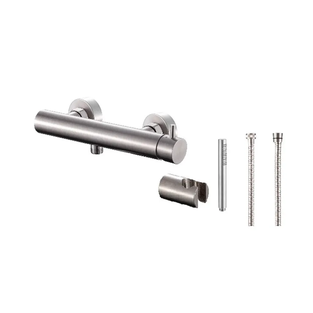 External shower mixer TriaSix brushed 316 staalsoort