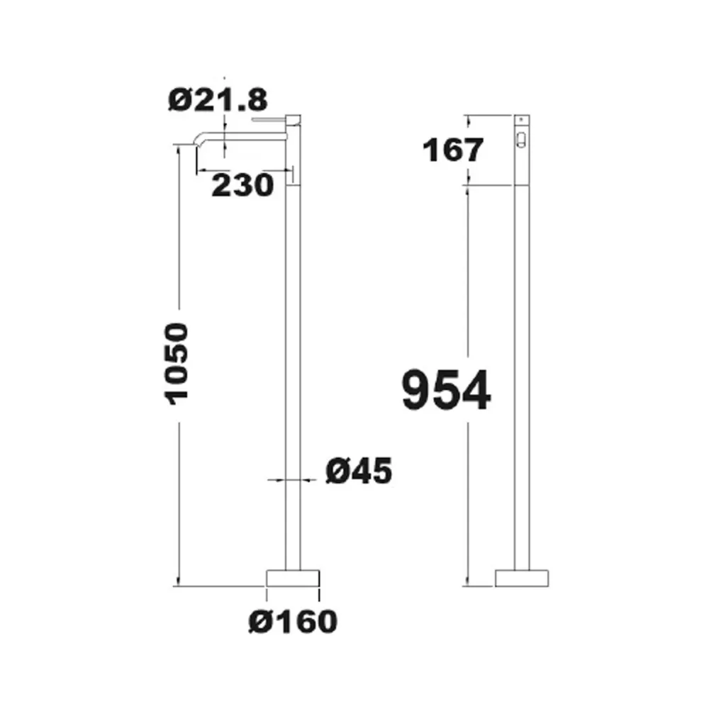 Freestanding basin mixer TriaSix series geborsteld 316 steel