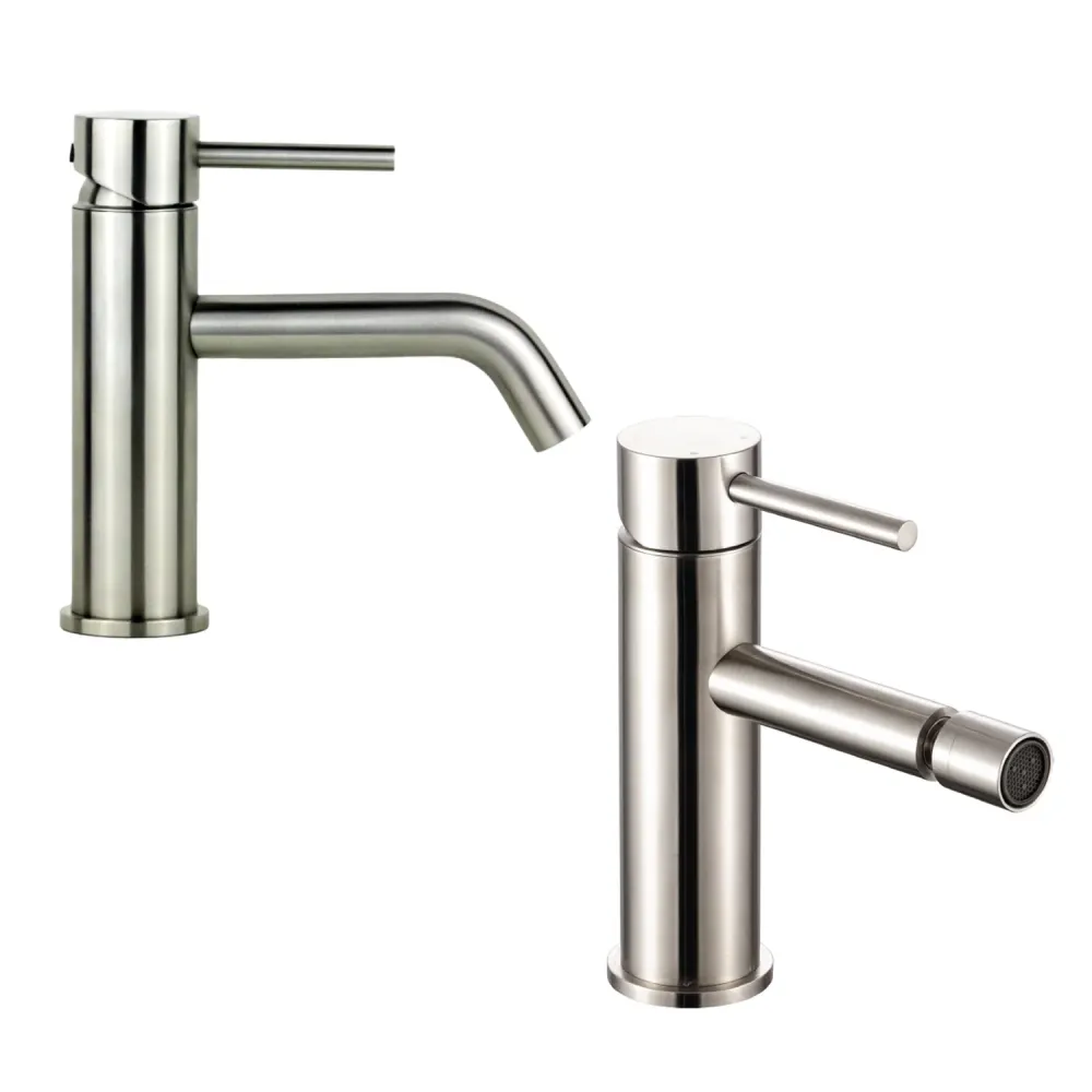 Hogesterkte moer Pair mixers washbasin and bidet TriaSix series zachtglans 316 steel