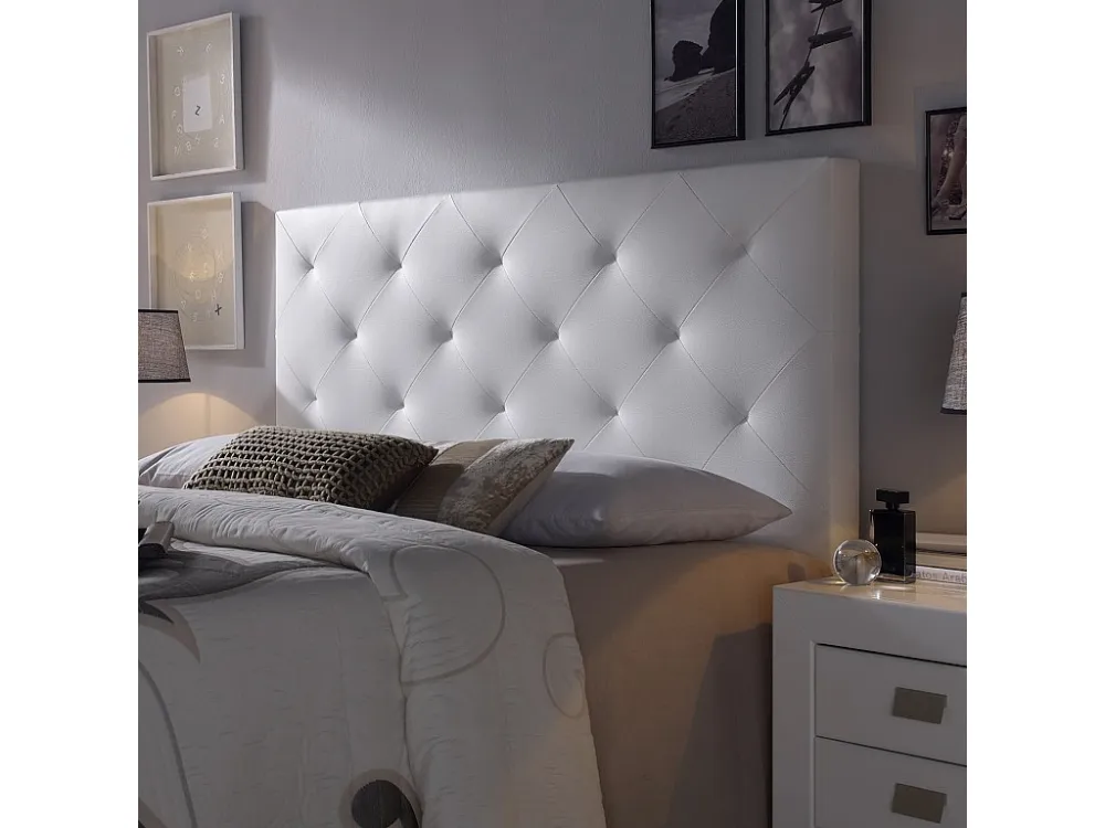 Hoofdeinde gestoffeerd Rhombus 160x60 cm Wit, Gewatteerd met Schuim, 8 cm zwaar