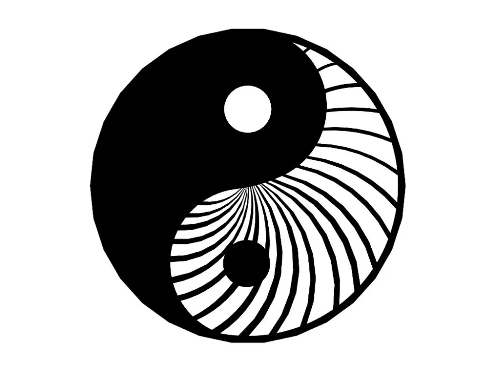 Metalen Decoratie Yin Yang, Zwart, 60x3x60 cm, EPIKASA roestvrij A2