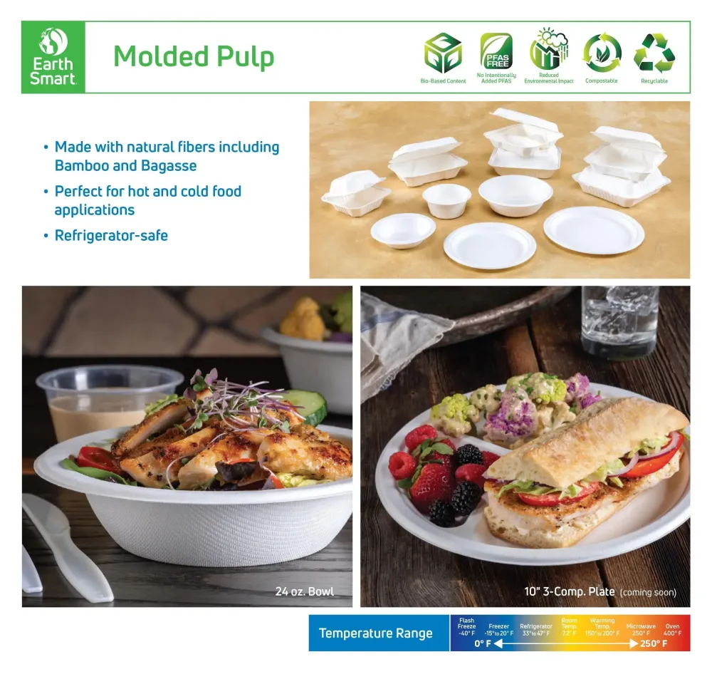 6 x 6 x 3 Molded Fiber 1 Compartment Hinged Take Out Containers Voor industriële toepassingen