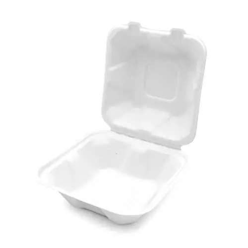 6 x 6 x 3 Molded Fiber 1 Compartment Hinged Take Out Containers Voor industriële toepassingen