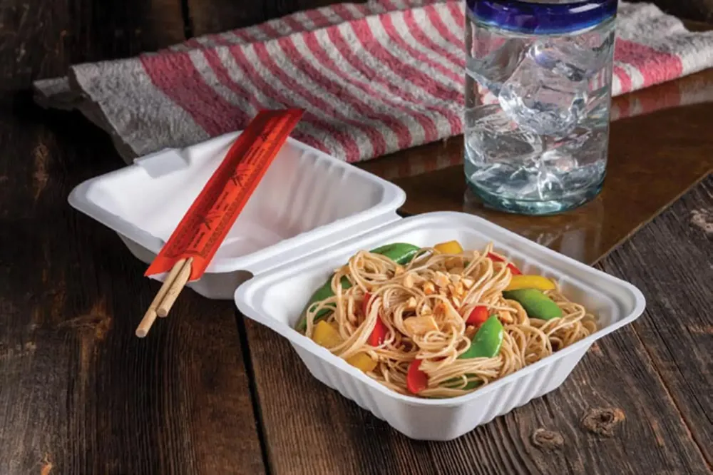 6 x 6 x 3 Molded Fiber 1 Compartment Hinged Take Out Containers Voor industriële toepassingen