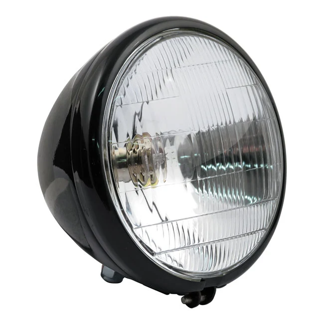 Vleugelmoer Faro Delantero Springer De 6-1/2". 6 V. Negro Para Harley-Davidson